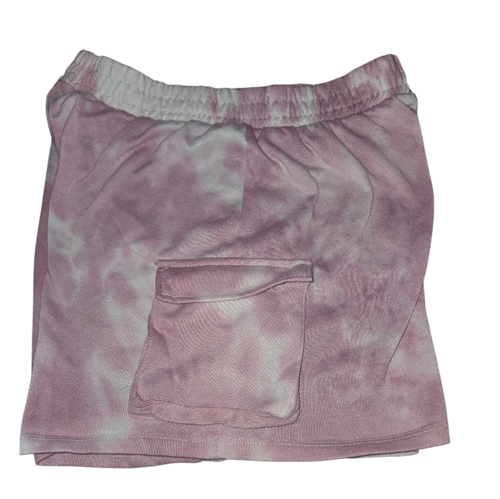 🌸 Love Streak Pink & White Tie-Dye Shorts w/ Pockets – Size Large - Picture 3 of 4